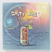 ソルティドッグカクテル(#6/12レシピセット) ストーンコースター (正面)