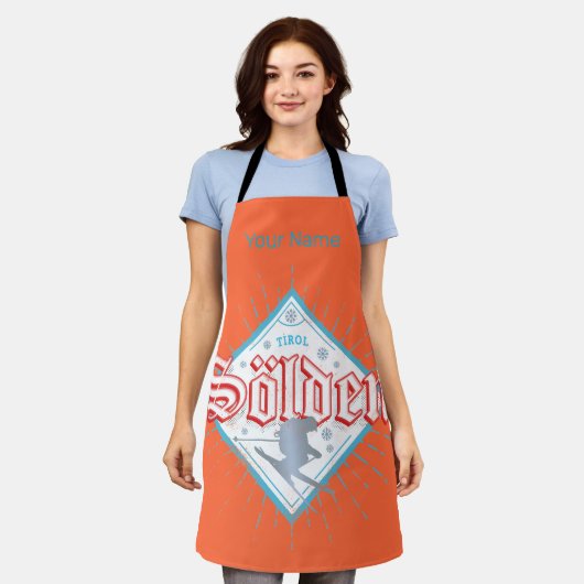 ソルデンチロルレトロスキーヤーヴィンテージスキーホリデー エプロン (着用した状態)