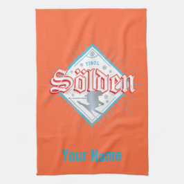 ソルデンチロルレトロスキーヤーヴィンテージスキーホリデー キッチンタオル