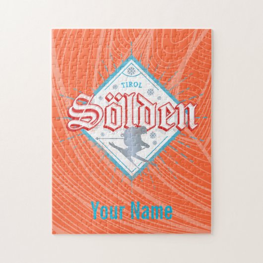 ソルデンチロルレトロスキーヤーヴィンテージスキーホリデー ジグソーパズル (縦)