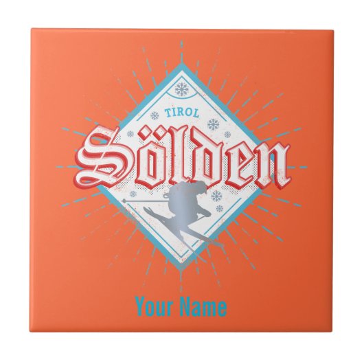 ソルデンチロルレトロスキーヤーヴィンテージスキーホリデー タイル (正面)