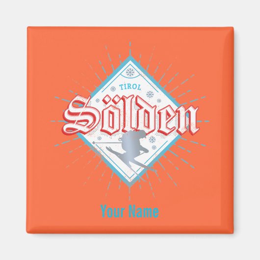 ソルデンチロルレトロスキーヤーヴィンテージスキーホリデー マグネット (正面)