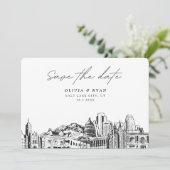 ソルトエレガントレイモダンクシティ日付を保存 招待状 (スタンド正面)