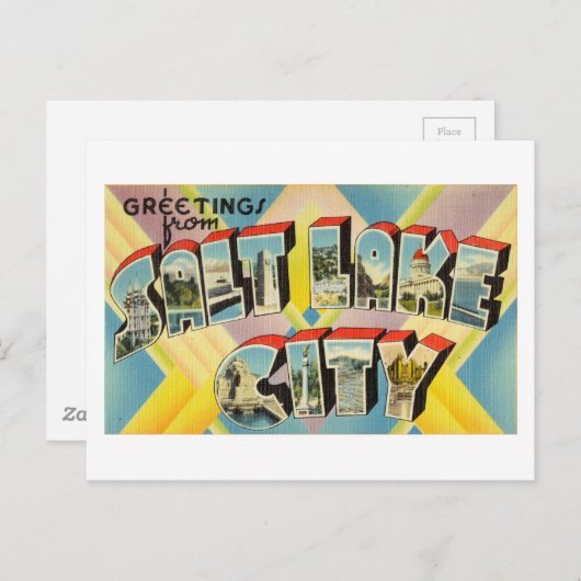 ソルトカラフルレイクシティからのヴィンテージの挨拶 ポストカード (正面/裏面)