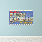 ソルトステ。マリーミシガン州 – ラージレター キャンバスプリント (インサイチュ (ウッドフロア))