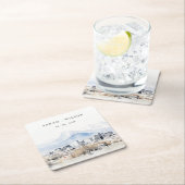 ソルトミニマルレイクシティユタウォーター結婚カラー スクエアペーパーコースター (インサイチュ)