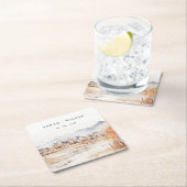 ソルトミニマルレイクシティユタウォーター結婚カラー スクエアペーパーコースター (インサイチュ)