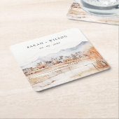 ソルトミニマルレイクシティユタウォーター結婚カラー スクエアペーパーコースター (アングル)