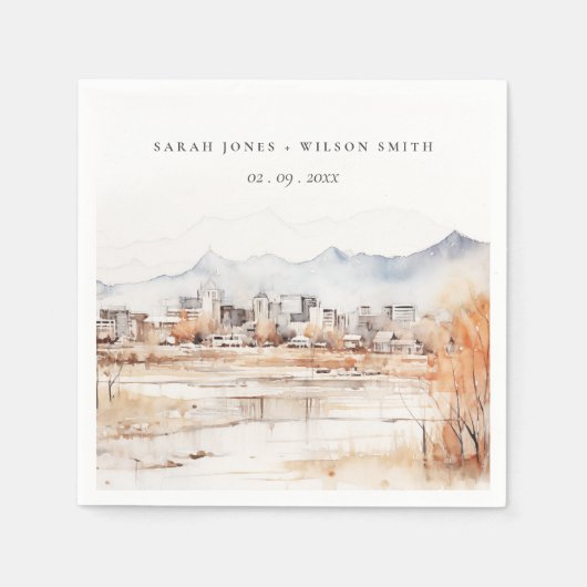 ソルトミニマルレイクシティユタウォーター結婚カラー スタンダードカクテルナプキン (正面)