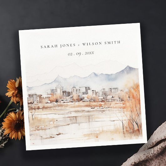 ソルトミニマルレイクシティユタウォーター結婚カラー スタンダードカクテルナプキン