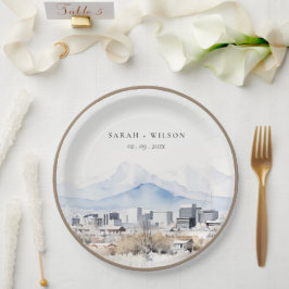 ソルトミニマルレイクシティユタウォーター結婚カラー ペーパープレート