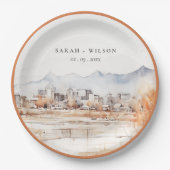 ソルトミニマルレイクシティユタウォーター結婚カラー ペーパープレート (正面)