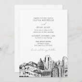 ソルトモダンレイクシティブラック&ホワイト結婚ズ 招待状 (正面/裏面)