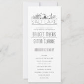 ソルトレイクシティのスタイライズされたスカイライン | 結婚式のプログラム 招待状 (正面)