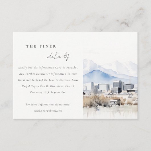 ソルトレイクシティユタウォーター結婚カラー詳細 エンクロージャーカード (正面)