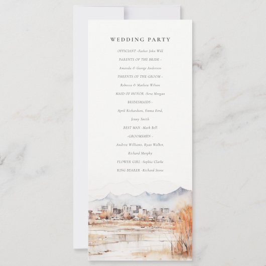 ソルトレイクシティユタウォーター結婚式 プログラム (裏面)