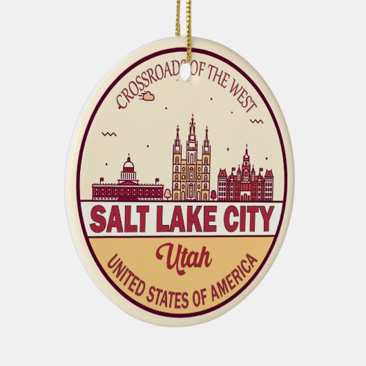 ソルトレイクシティユタシティスカイラインエンブレム セラミックオーナメント (右)