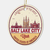 ソルトレイクシティユタシティスカイラインエンブレム セラミックオーナメント (左)