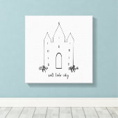 ソルトレイクシティユタシンプルテンプルモダン キャンバスプリント (インサイチュ (ウッドフロア))