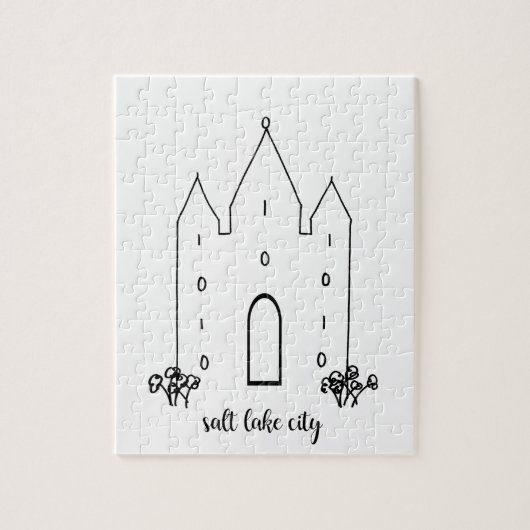 ソルトレイクシティユタシンプルテンプルモダン ジグソーパズル (縦)