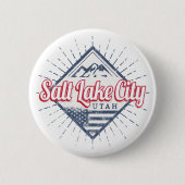 ソルトレイクシティユタ統一された州山脈USA 缶バッジ (正面)