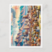 ソルトレイクシティユタUSA有名な場所水色 ポストカード (正面)