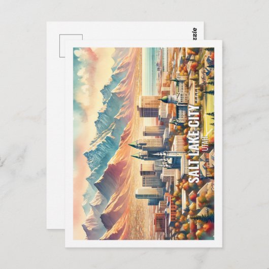 ソルトレイクシティユタUSA有名な場所水色 ポストカード (正面/裏面)