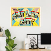 ソルトレイクシティユタUTオールドヴィンテージ旅行記念品 ポスター (ホームオフィス)