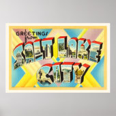 ソルトレイクシティユタUTオールドヴィンテージ旅行記念品 ポスター (正面)