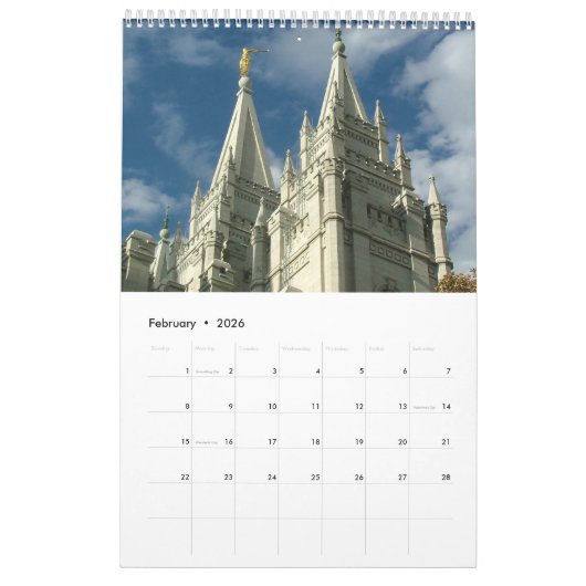 ソルトレイクシティ建築暦- 2021年 カレンダー (2月 2026)