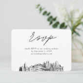 ソルトレイクシティ結婚のミニマリストスケッチRSVP エンクロージャーカード (スタンド正面)