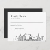 ソルトレイクシティ結婚ズ |スタイル化されたスカイラインRSVP 出欠カード (正面/裏面)