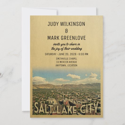 ソルトレイクシティ結婚式招待状ユタ 招待状 (正面)