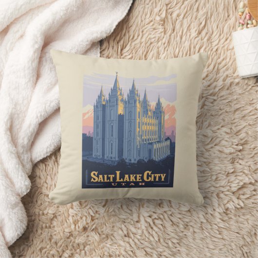 ソルトレイクテンプル | ユタ州ソルトレイクシティ クッション (ブランケット)