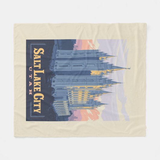 ソルトレイクテンプル | ユタ州ソルトレイクシティ フリースブランケット (正面(横))