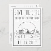 ソルトレイク結婚ズ |スタイル設定されたスカイライン日付を保存 ポストカード (正面/裏面)