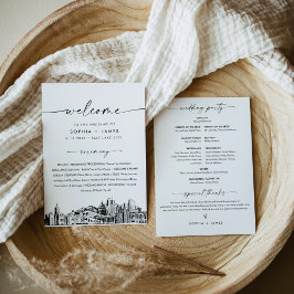 ソルトレークシティスカイライン結婚式 プログラム5x7カード 招待状