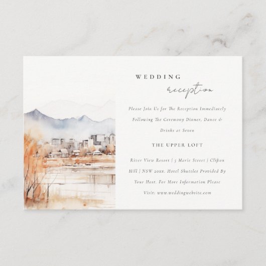 ソルトレークシティユタ水彩結婚式レセプション エンクロージャーカード (正面)