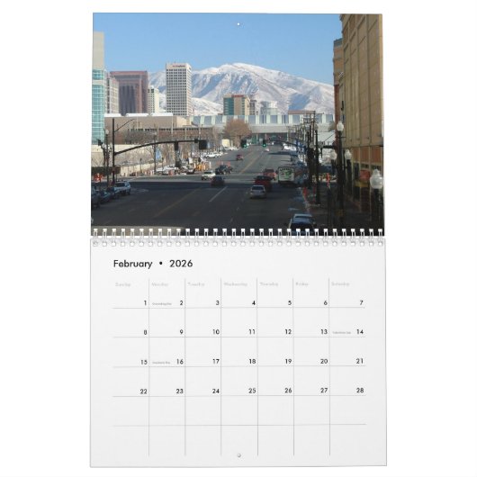 ソルトレークシティーの景色 – 2021 カレンダー (2月 2026)
