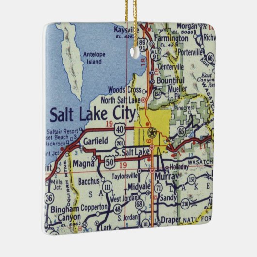 ソルトレークシティーヴィンテージの地図 セラミックオーナメント (右)