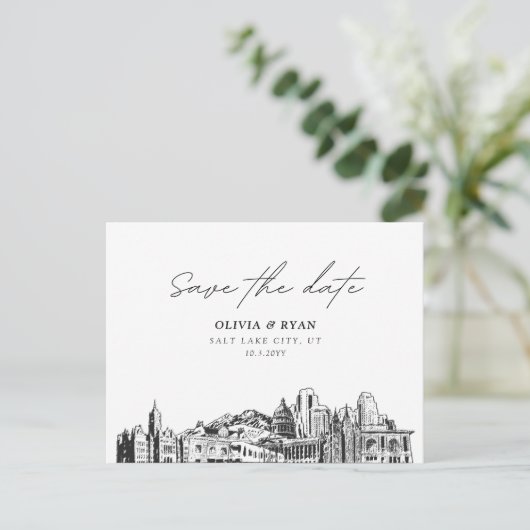 ソルトレークシティー日付はがきを保存結婚する ポストカード (スタンド正面)