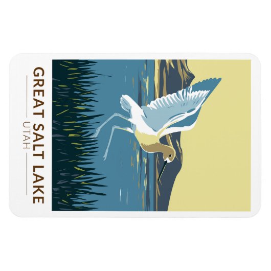 ソルト素晴らしレイクアメリカンアボケートトラベルアートヴィンテージ マグネット (横)