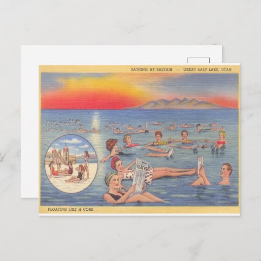 ソルト素晴らしレイクユタおもしろいヴィンテージ ポストカード (正面/裏面)
