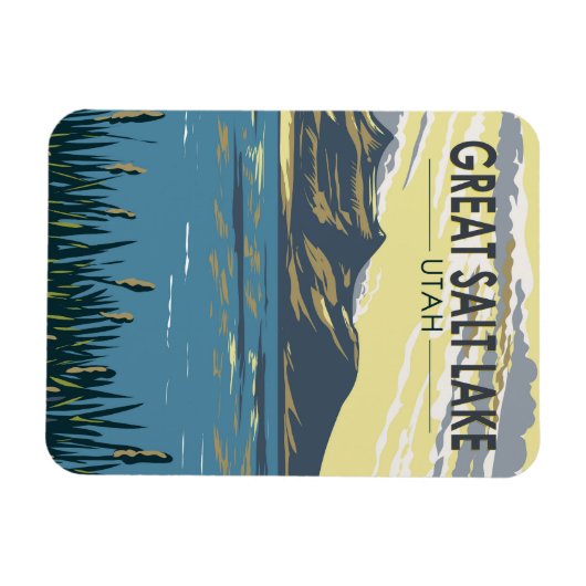 ソルト素晴らしレイクユタトラベルアートヴィンテージ マグネット (横)