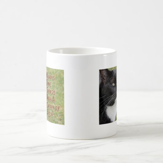 . .ソルト・タキシード・キャット写真の意欲を起こアドバイス コーヒーマグカップ (中央)