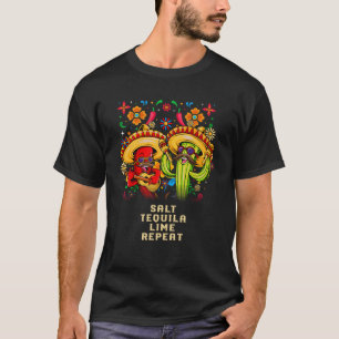 ソルト テキーラ ライム リピート メキシコ ユーモア メキシコ 飲物 Tシャツ