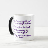 ソルト、ラベンダー、ローズマリー&ラブムービー引用文マグカップ モーフィングマグカップ (正面左)