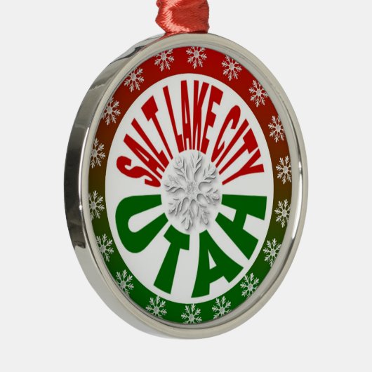 ソルト・レーク・シティユタの赤い緑の雪片のオーナメント メタルオーナメント (右)