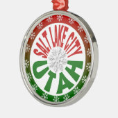 ソルト・レーク・シティユタの赤い緑の雪片のオーナメント メタルオーナメント (左)