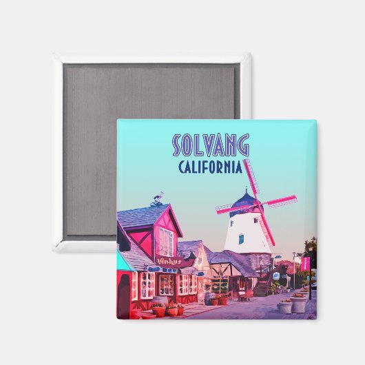 ソルバンデンマークダウンタウンカリフォルニアヴィンテージ マグネット (正面/裏面)